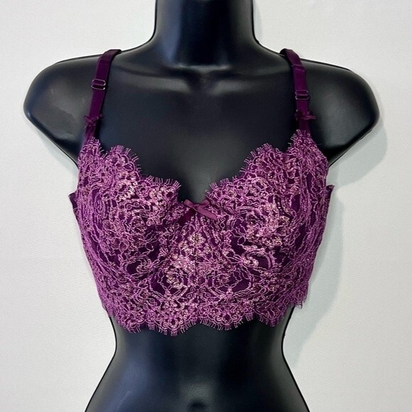 Victoria's Secret Dream Angels Purple Lace Push Up Bra No Padding Size 34DD - Picture 8 of 8